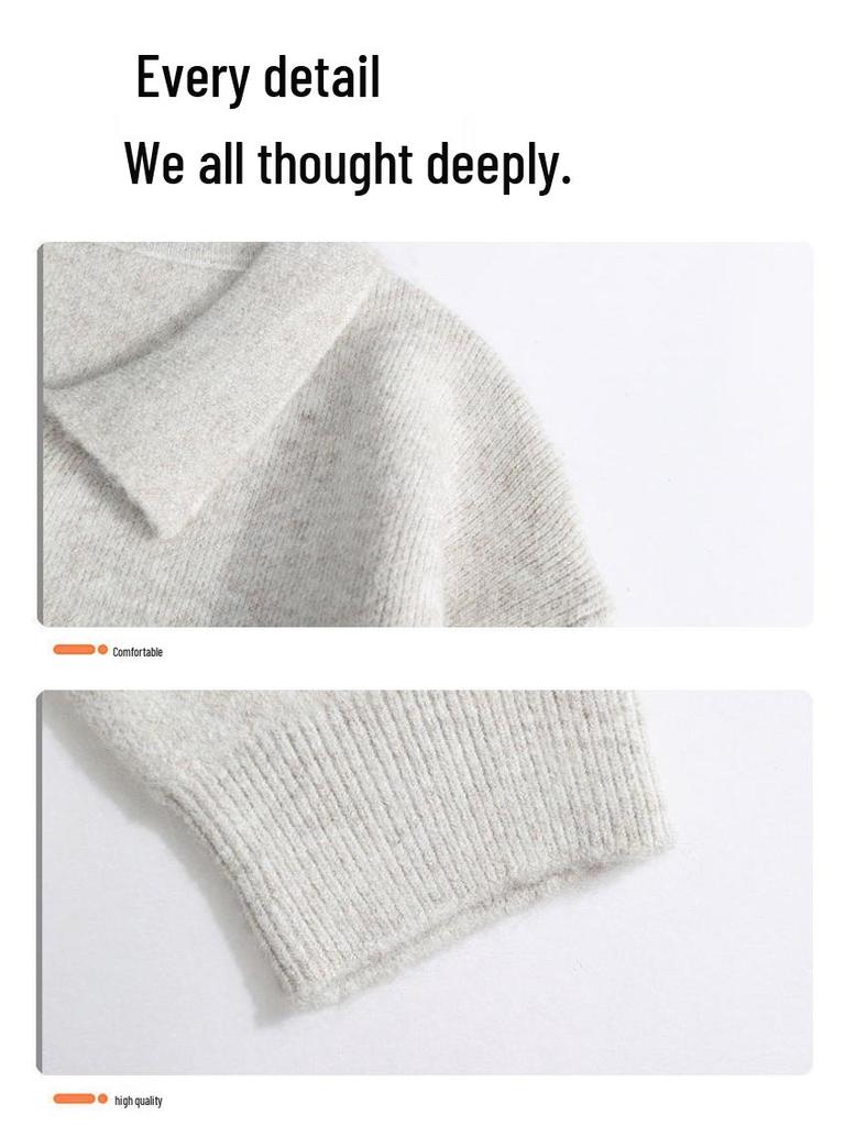 Autumn Lapel Pullover Knit Sweater