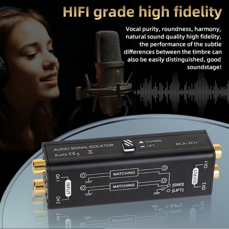 Stereo-Musiksignal-Isolator Line-Isolator mit vergoldeten Steckverbindern für klare Klangübertragungsqualität
