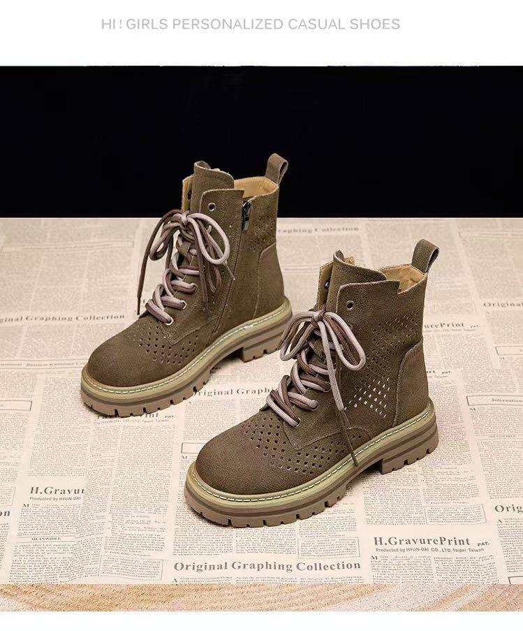 

Leather British Martin boots women s 2025 new hollow super fire Xinjiang tourism summer thin breathable boots 40