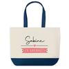 Sac Cabas - PLANETEE - Sabine En Vacances - Fond Bleu Design Graphique - Coton 40x45 Cm - Grand Format