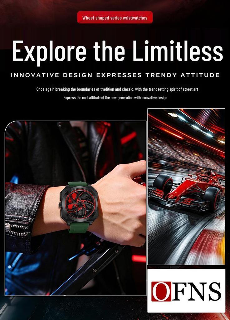 European-Style Men's Sport Quartz Watch with Waterproof Skeleton Design and Versatile Silicone Strap