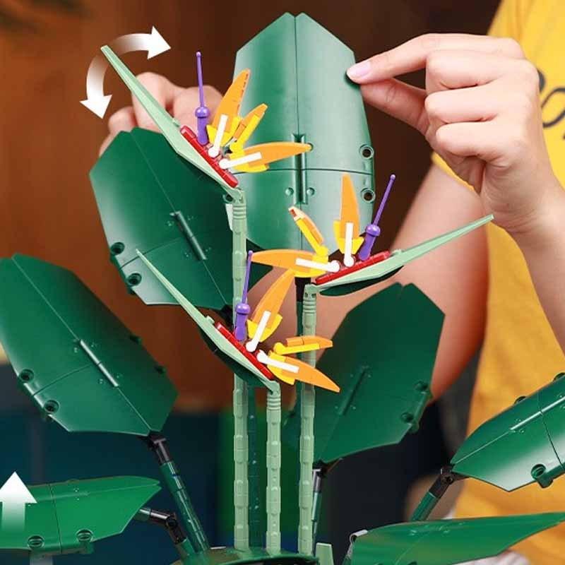 Paradiesvogel Blumenstrauß Rose Baustein Ziegel Unziptoy Diy Topf Illustration Urlaub Freundin Geschenk