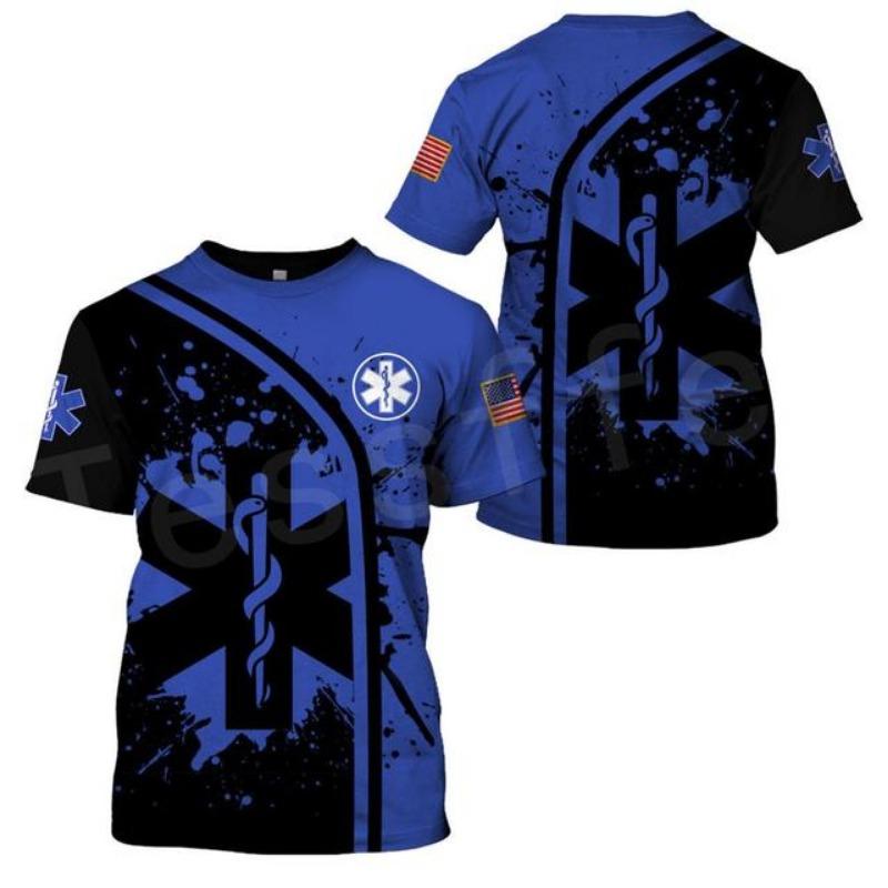 

Tessffel Emergency Medical Service Technician EMT EMS Paramedic Hero New Fashion Unisex Casual 3DPrint Футболки з короткими рукавами s-3 S