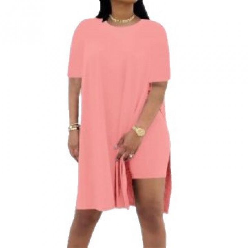 Summer 2025 Solid Color Loose Round Neck Short Sleeve Two-Piece Casual Set