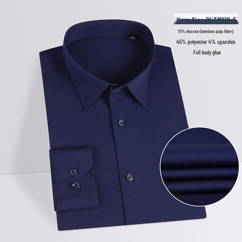 Men's Plus Size Long-Sleeve Bamboo Fiber Shirt - Breathable & Draped for Spring and Autumn