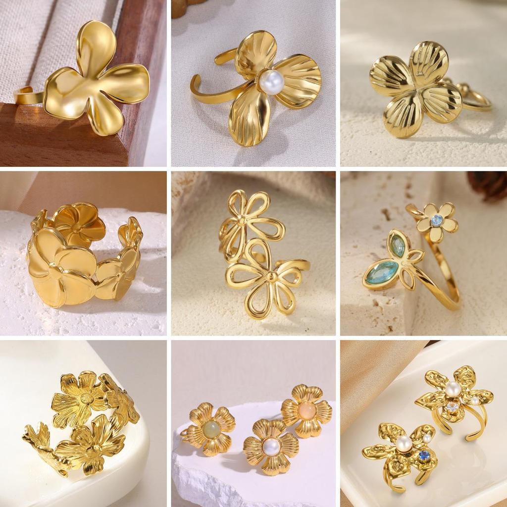 Women's Minimalist Open Flower Ring: Unique, Trendy Jewelry for Daily Wear