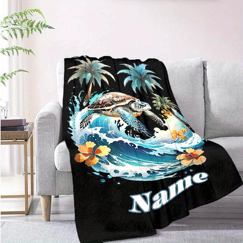 Sea Turtle Customize Your Name Blanket Warm Comfortable And Soft Blankets Are Suitable For Home Chairs Office Sofas Sofas Office Camping And Gifts For