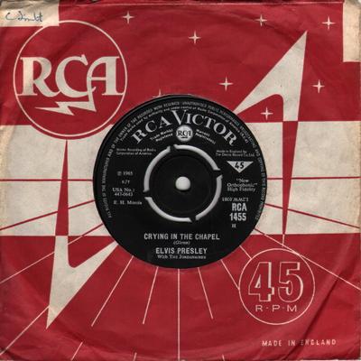 7inch Record ELVIS PRESLEY, THE JORDANAIRES - Crying In The Chapel RCA1455 RCA Victor 1965 UK Pop Used