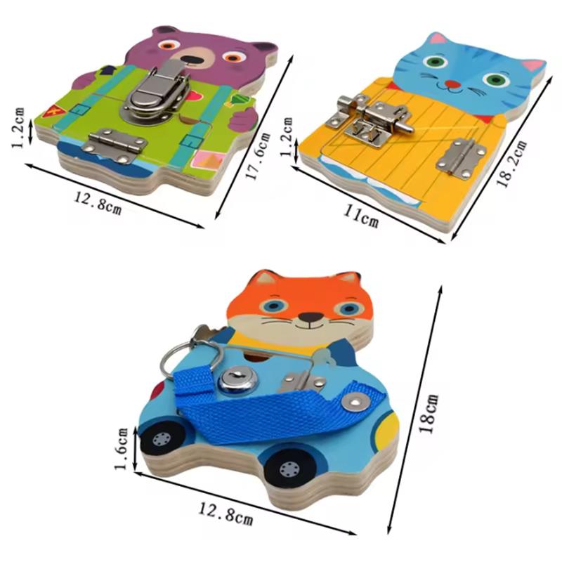 Montessori Preschool Puzzle Learning Basic Skills Unlocking Toys Cute Animals Wooden Games Teaching Aids