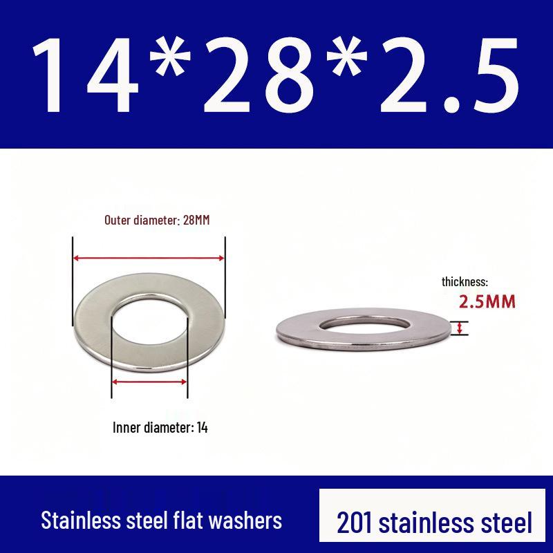 201 Stainless Steel Rust-proof Flat Washer - National Standard Hardware Fasteners with Complete Specifications, In Stock.