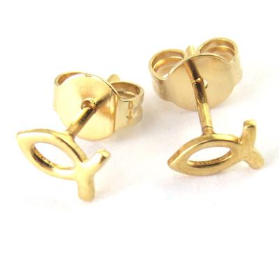 [M7078] - Gold Plated 'Jesus Symbol' Earrings