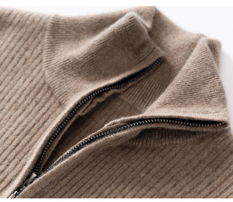 Women's High-Neck Cashmere Sweater - 2025 Autumn/Winter Collection, Half-Zip, Loose Fit, Warm, High-End Knitwear