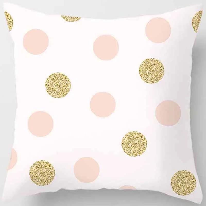 Pink Small Fresh Print Square Pillowcase Home Decoration Car Sofa Cushion Cover (45Cm*45Cm)
