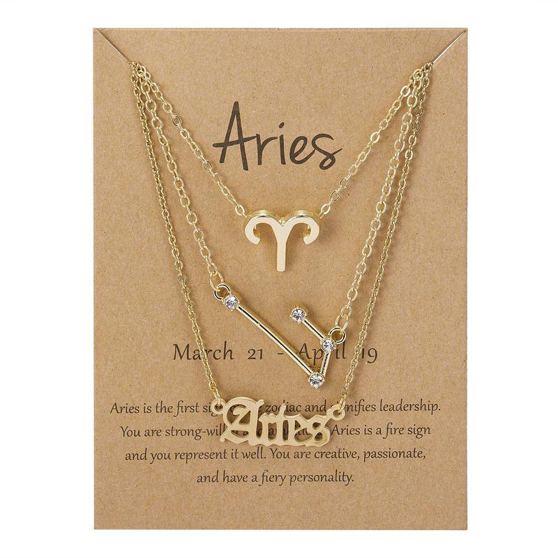 

Zodiac Fashion Constellation Accessories Necklace Chain Set Women Jewelry Gift Aries