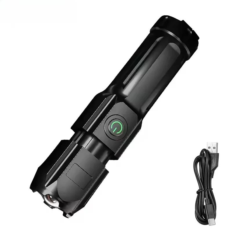 Powerful LED Flashlight USB Rechargeable Torch Portable Zoomable Camping Light 3 Lighting Modes For Outdoor Hiking Emergency