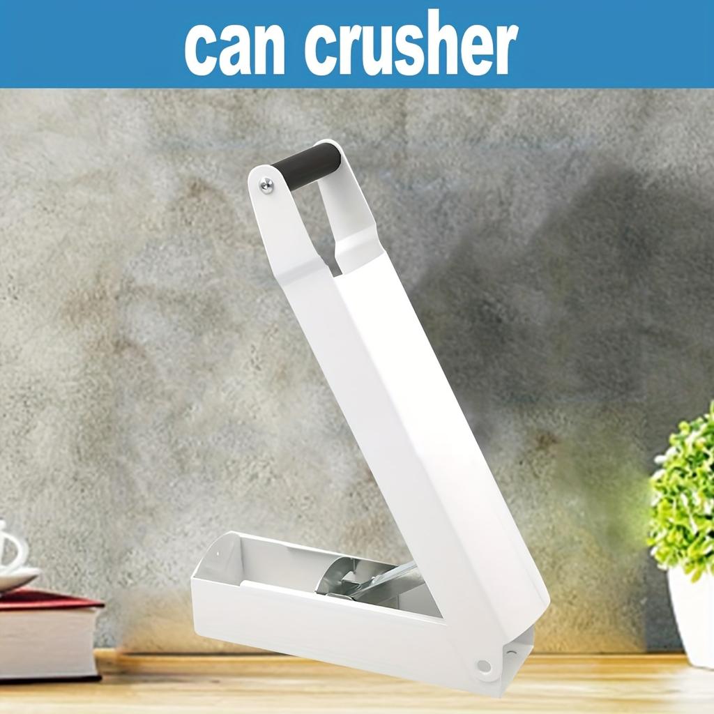 1pc Heavy Duty White Metal Can Compactor, Wall Mounted Crusher for Aluminum Seltzer, Soda, Beer Cans , Bottles, Space Saving Kitchen