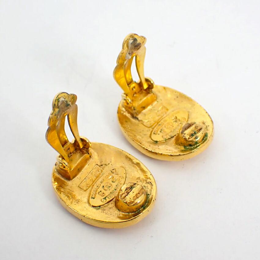 [Pre-owned] CHANEL Gold Coco Mark Earrings / j72-27