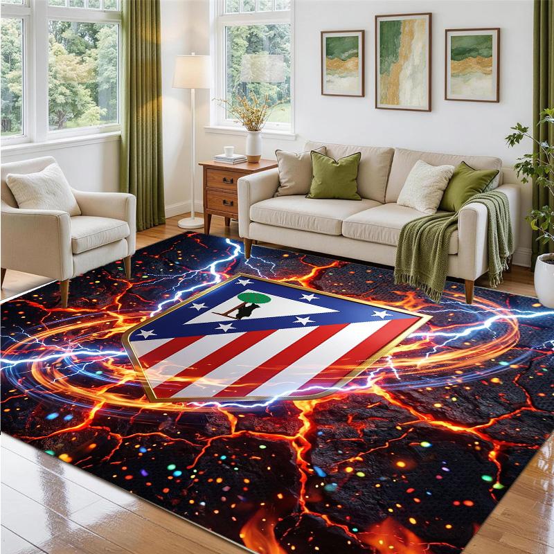 Atletico Madrid Design Crystal Velvet Rug Soft Decorative Mat for Bedroom Entrance