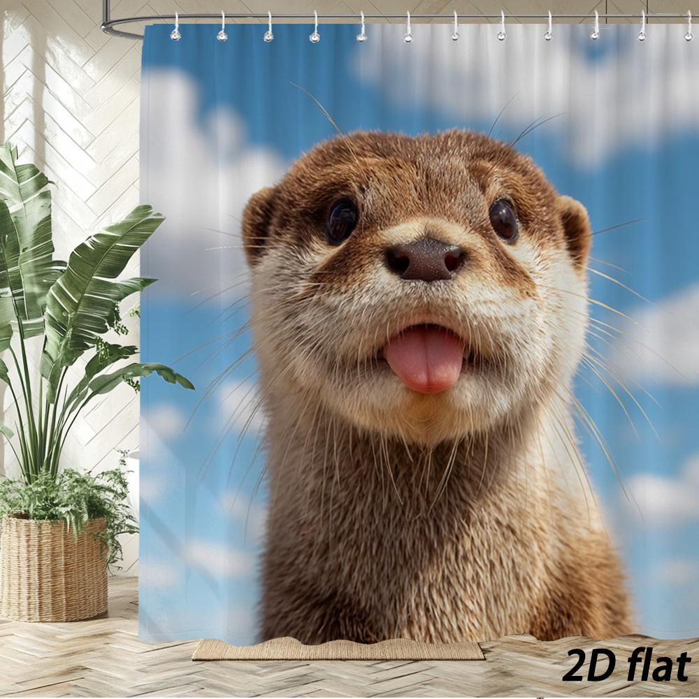 

Adorable Otter Face Shower Curtain – 2D Flat, Realistic Photo Print, 12 Hooks, 70.8×70.8 In, Polyester, Machine Washable W60H190(CM)-1 Pcs