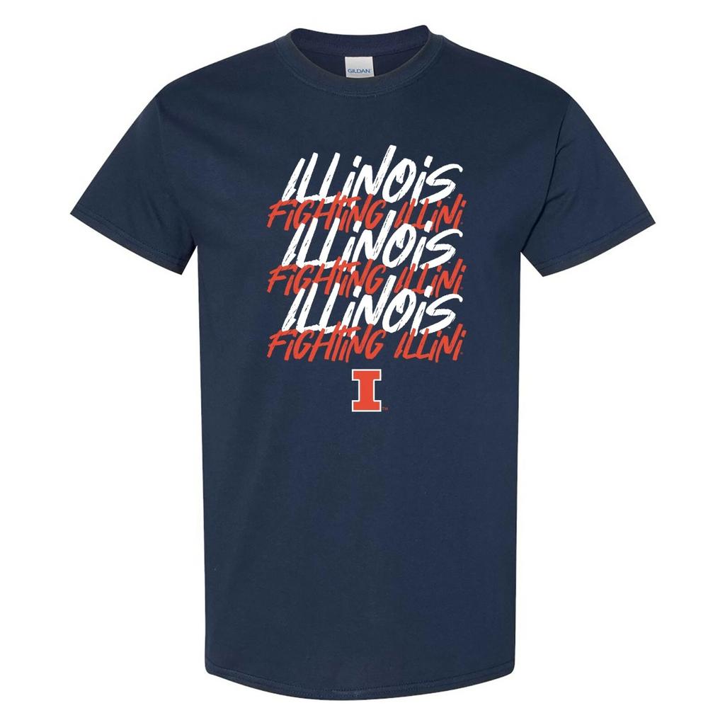 Illinois Fighting Illini Marker Repeat T-Shirt - Navy