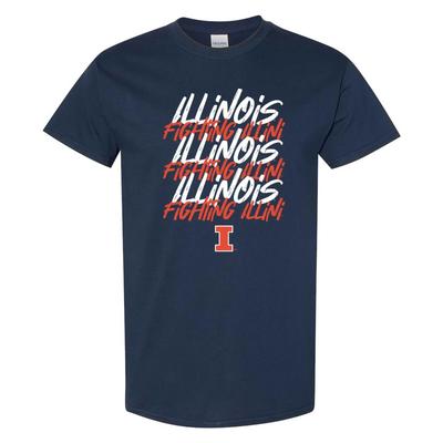 Illinois Fighting Illini Marker Repeat T-Shirt - Navy