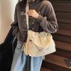 Large capacity casual tote canvas bag women's light drawstring bucket bag travel bag simple commuter shoulder crossbody bag