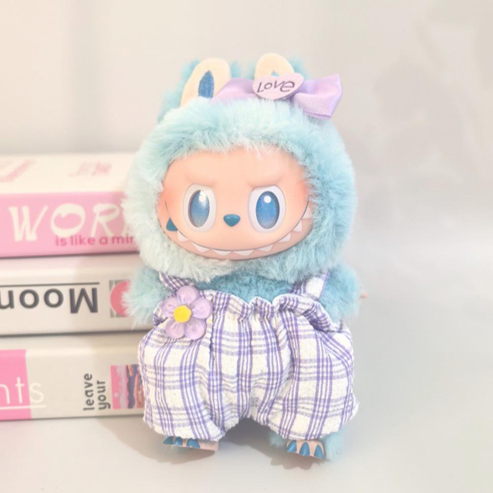 For 17cm Labubu Doll Clothes Fashion Clothes Overalls Jumpsuit Doll Clothes Color Match Hair Clip Dolls Accessories Cute Decoration Little Clothes