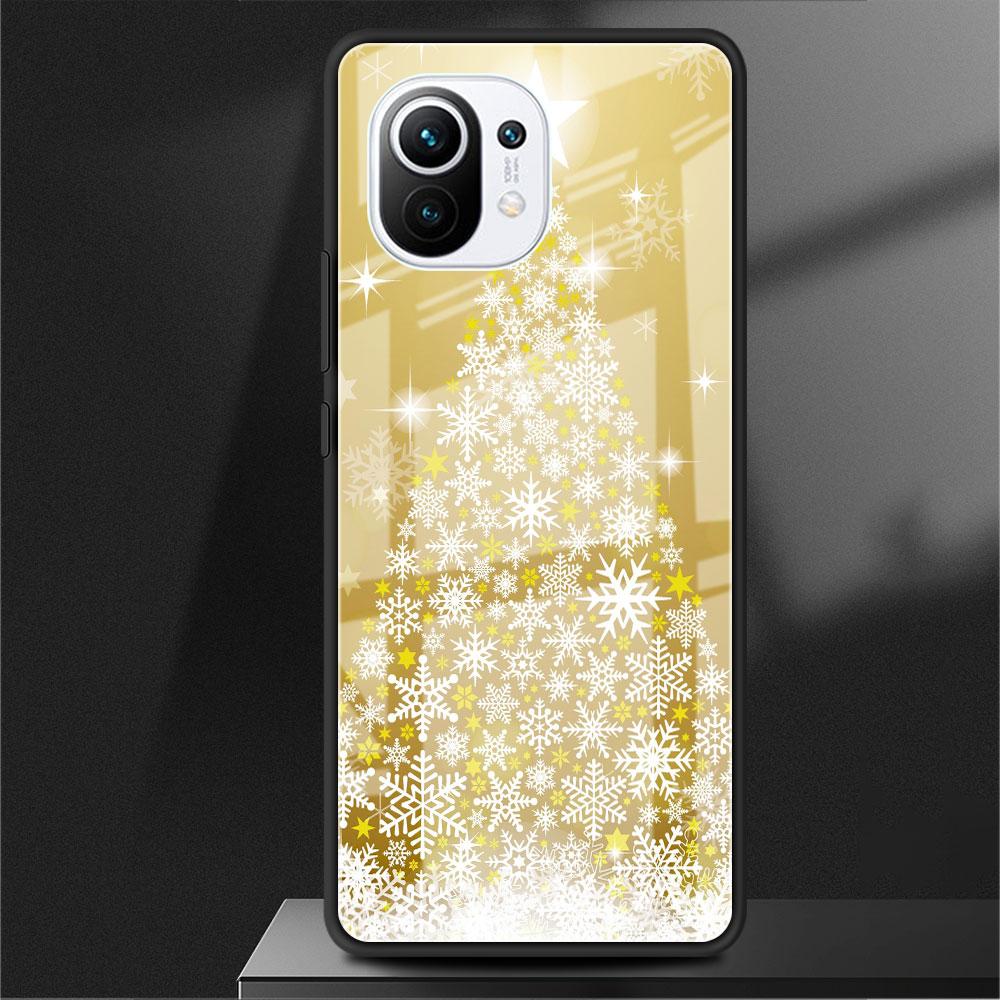 Glass Case For Xiaomi Poco X3 NFC 11 Lite 11T F3 M3 For Redmi Note 11 10 9 8 Pro 10S 9S 9A 9C Phone Cover Cartoon Christmas