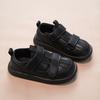 2026 Boys Genuine Leather Soft Sole Shoes, Black British Style for Primary Students, Wide Toe