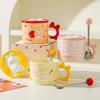 Little Rabbit Cartoon Lid Ceramic Cup Girls High Temperature Resistant Mug Cute Creative Water Cup Office Small Gift Cup