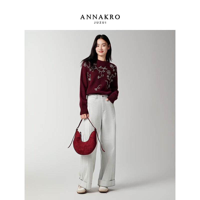 Juzui Annakou Women's Hollyhock Embroidered Knit Sweater