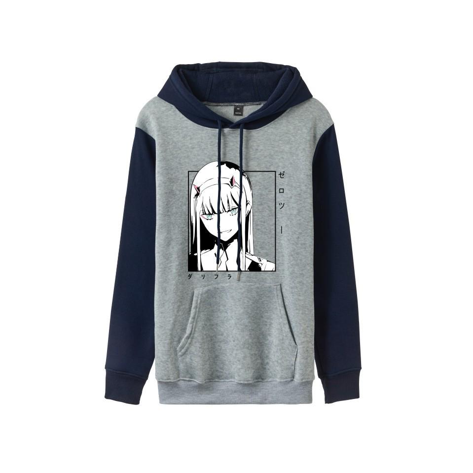 Zero Two Darling in the Franxx Colorblock Hoodie - Herbst/Winter Lässiger Anime Pullover