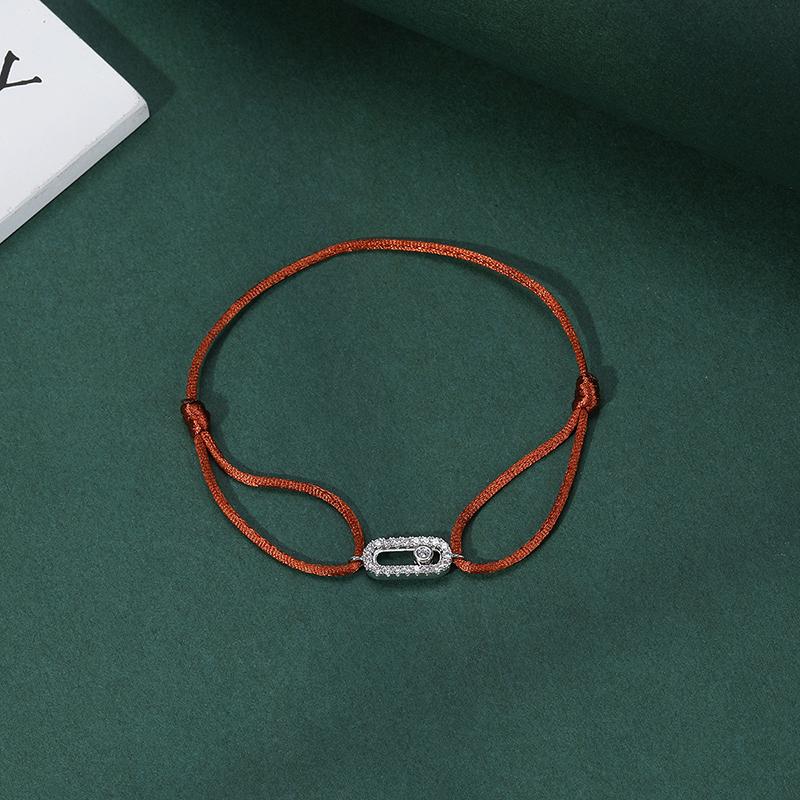 New Simple Fashion Women's Can be moved Round Zircon Rope Bracelet Lace up Chain Adjustable Rope Bracelet jewelry accessory
