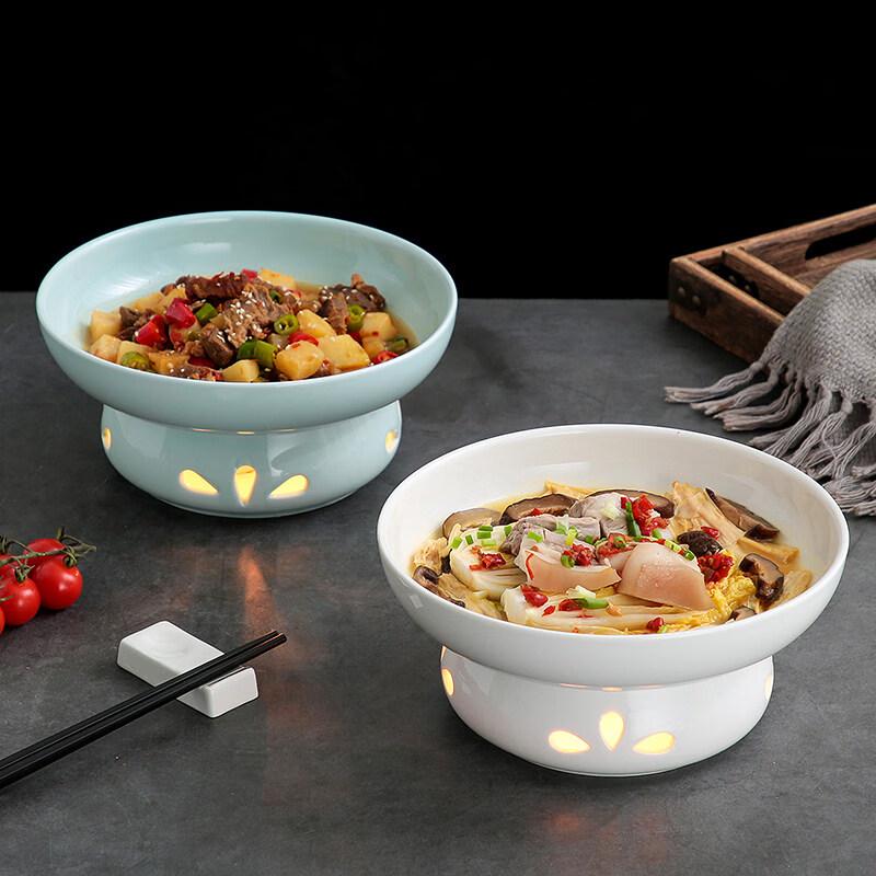 Commercial Ceramic Round Plate with Candle Warmer