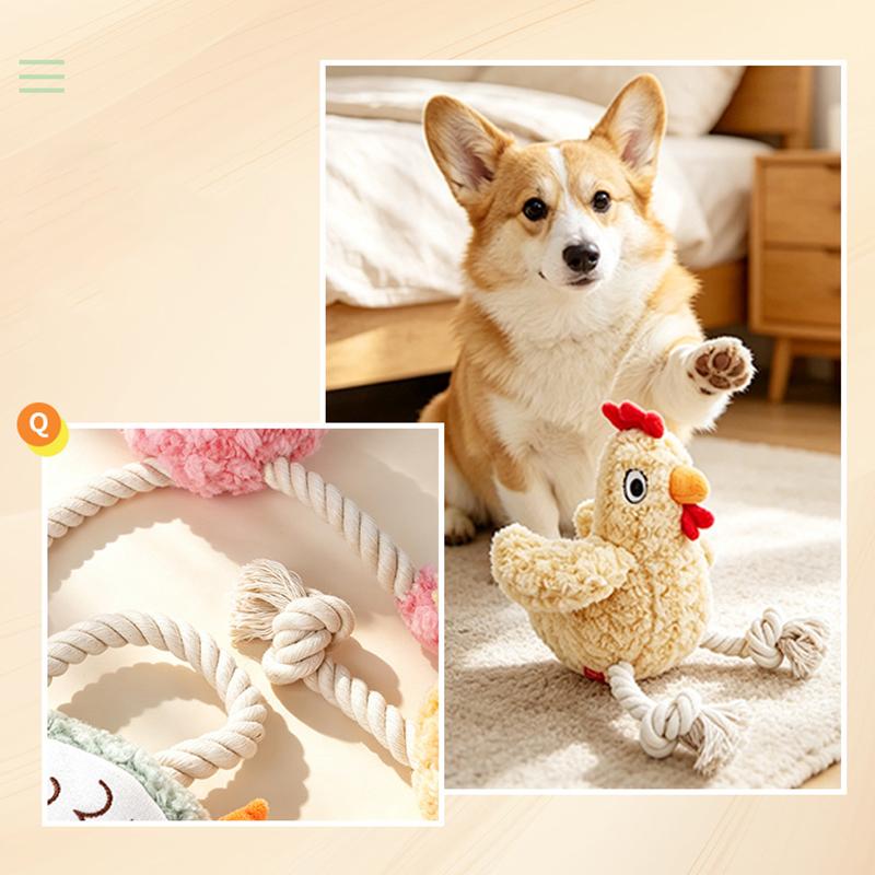 Dog Toys with Self Soothing Cotton Rope Teeth Grinding Bite Resistance and Sound Making Plush Pet Toys Suitable for All Dog Bree