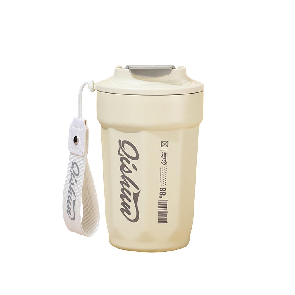 Stainless Steel Insulated Cup With Lifting Rope, Car Mounted Direct Drinking Accompanying Cup, Mug, Octagonal Coffee Cup