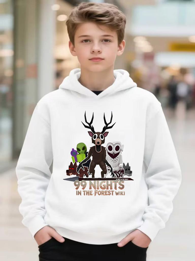 Game 99 Nights in The Forest Clothing Cartoon Deer Girls Boys Hooded Sweatshirt Children New Fashion Tops Girls Casual Outfits