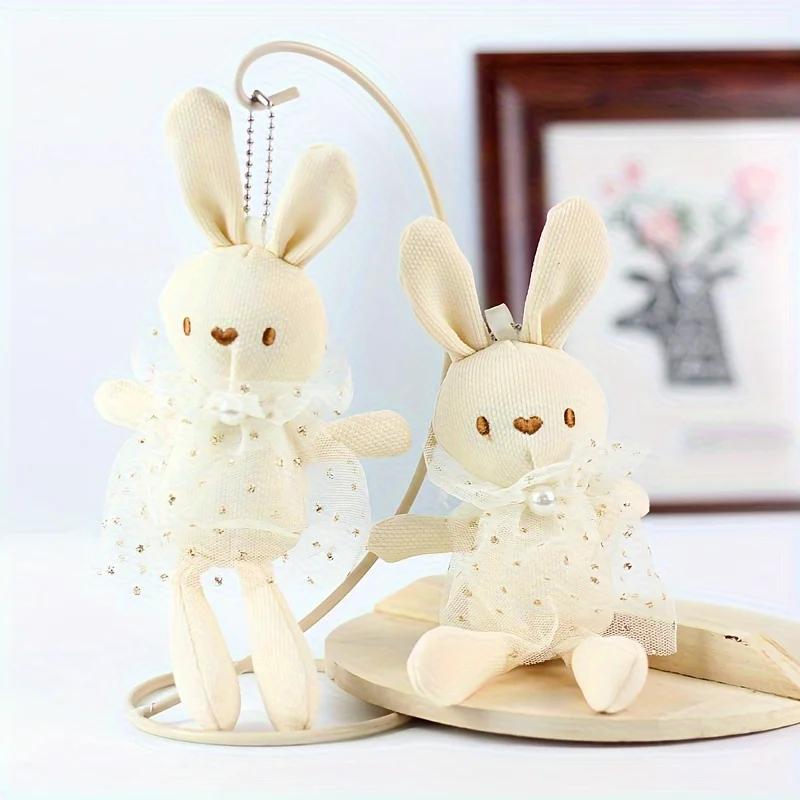 Small Plush Bunny Stuffed Animal Fluffy Rabbit Keychain Pendant for Backpacks Cute Easter Gifts Decor Birthday Po Props