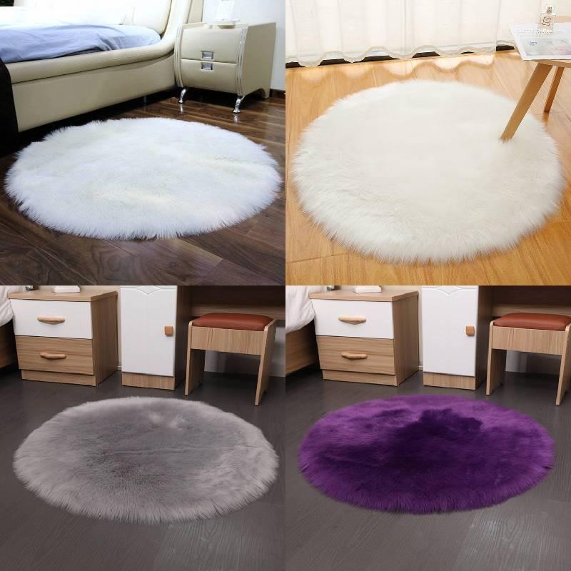 Faux Rug Fur Machine Washable Circular Bedroom Living Room Simplicity Decor
