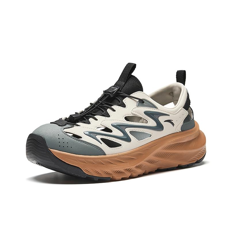 Anta Exploration Classic Versatile Sandals Durable Lightweight Breathable Non-Slip Water Shoes Men Sandals White Green Black 912528522-11