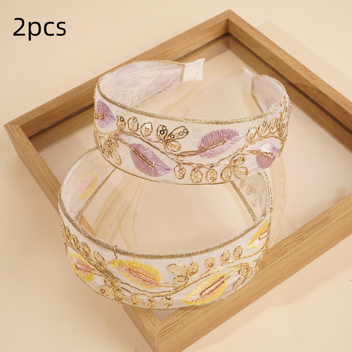 

Элегантная шифоновая повязка для волос с цветочной вышивкой для женщин, милое украшение для волос, повязка на голову, обруч для волос, тюрбан, модные аксессуары для волос