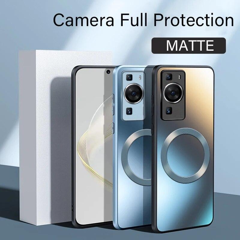 Funda Rígida de Silicona Mate AG para Huawei P60 P50 P40 P30 Pro P40pro Protectora Completa Esmerilada para Teléfono con Carga Inalámbrica Magnética