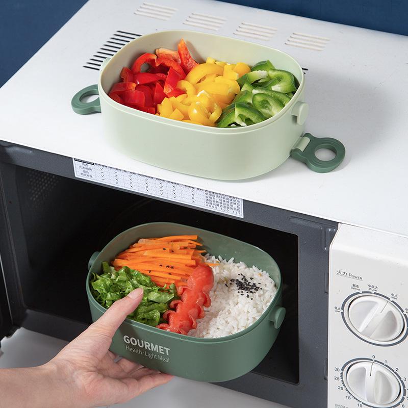 Microwaveable Insulated Lunch Box with Cutlery: Large Capacity Bento for Office Workers and Students