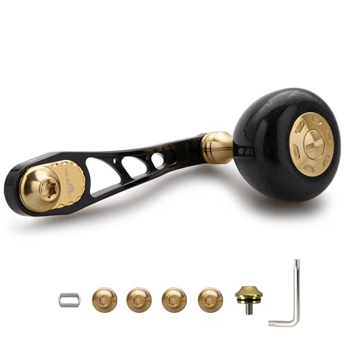 

HEIGHTEN 65/75mm Adjustable Reel Handle with 36mm Carbon Handle Knob, Compatible with Shimano, Daiwa, and Abu Baitcasting Reels, Arch Carbon Series (B