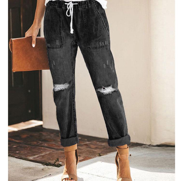 Summer Sexy Denim Straight Pants Elastic Plus Size Women's Jeans