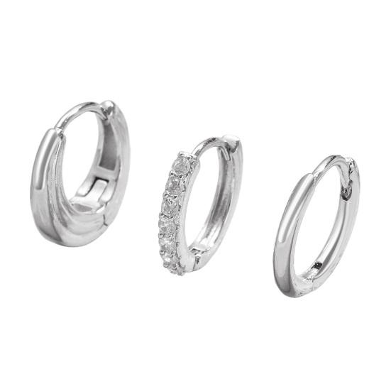 3 Paires de Boucles d'Oreilles Créoles Rondes Boucles d'Oreilles Mode Classiques avec Fermoir à Ressort Bijoux Polyvalents Empilables pour Femmes