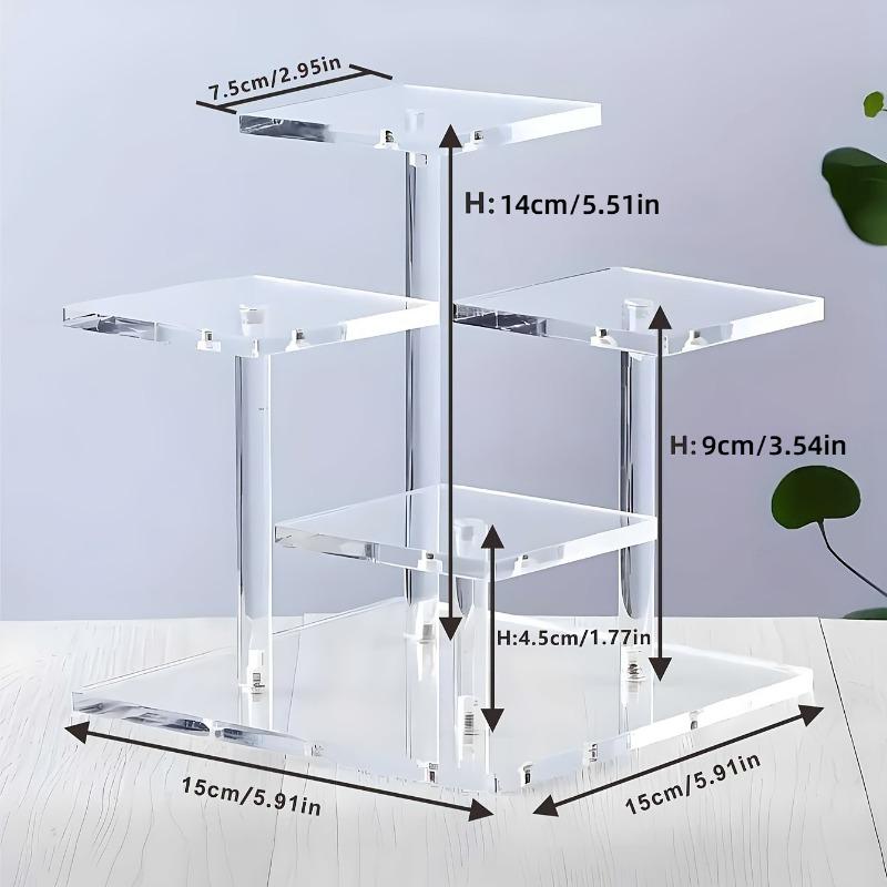 2/3pcs Transparent Acrylic Display Stand 4 Detachable Square Shelves for Showcasing Condiments Figurines Perfumes Jewelry Decor