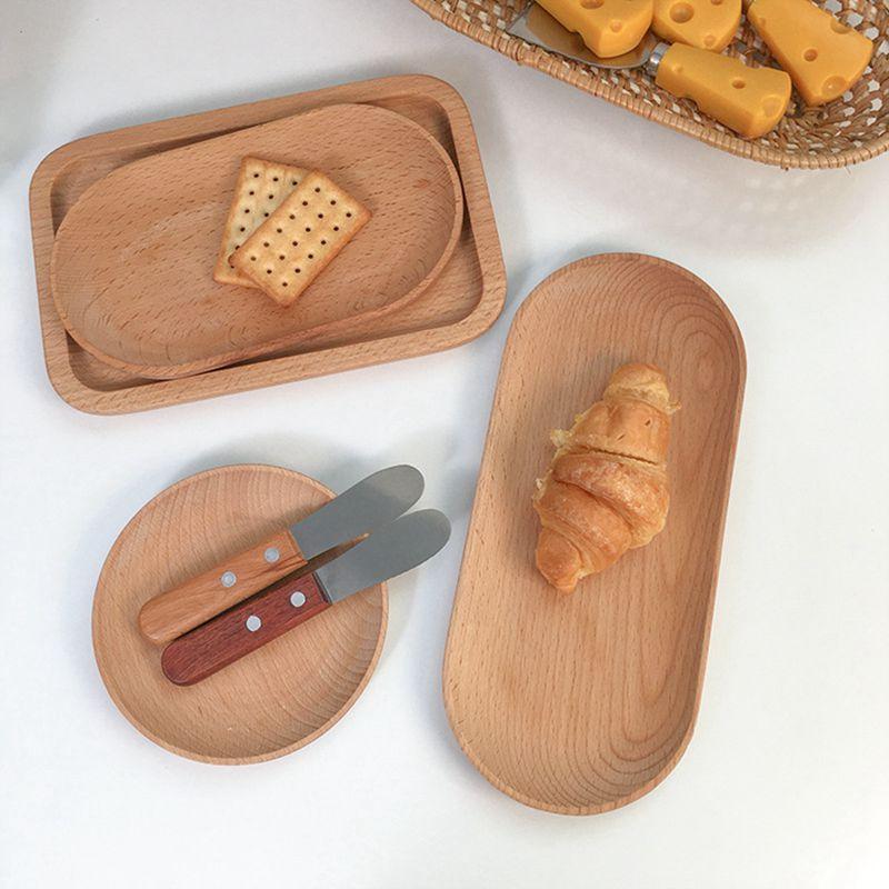 Platou de Servire din Lemn Pătrat & Rotund Tavă pentru Desert Fructe Desert Prăjitură Gustare Bomboane Platou Boluri din Lemn