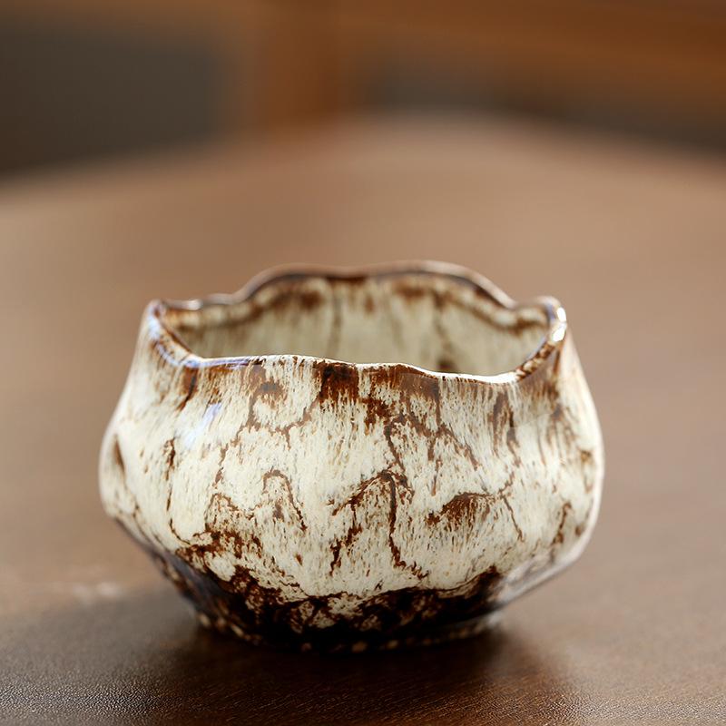 Kiln-changed teacup Tianmu glazed lotus-shaped teacup large 150ml master cup handmade creative Nordic ceramic single cup