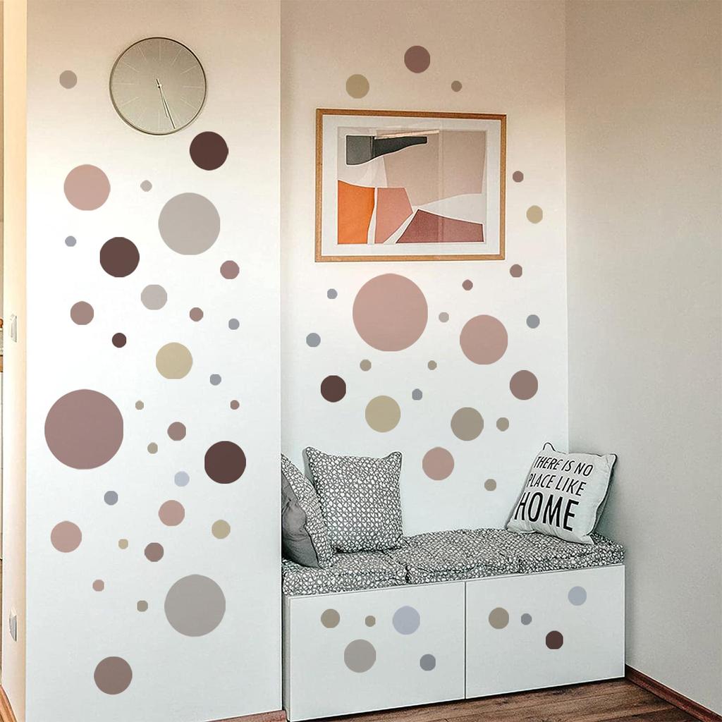 6Pcs/Set Polka Dot Pattern Decorative Wall Stickers Self Adhesive Removable PVC Decals